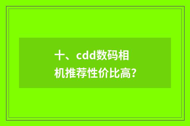 十、cdd数码相机推荐性价比高？