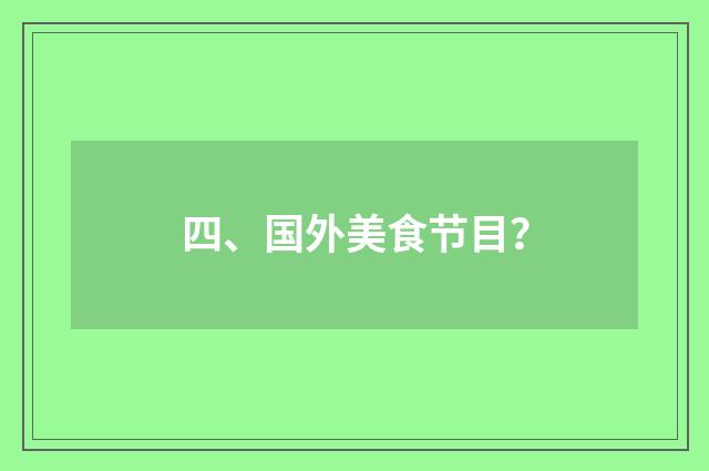 四、国外美食节目？