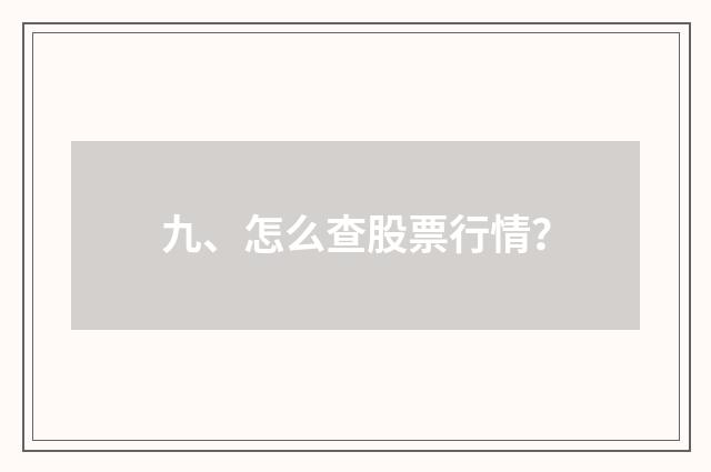九、怎么查股票行情？