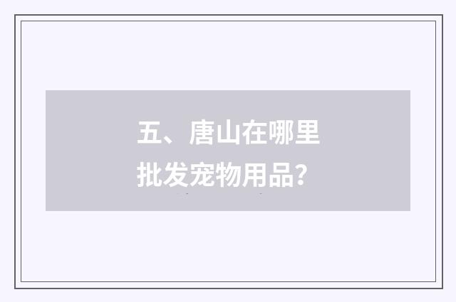 五、唐山在哪里批发宠物用品？