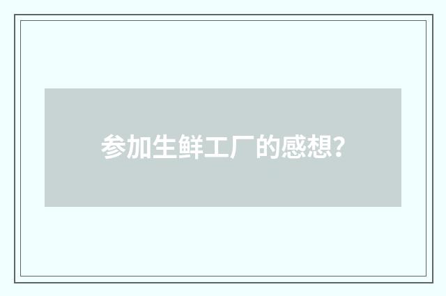 参加生鲜工厂的感想？