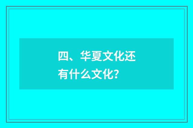 四、华夏文化还有什么文化？