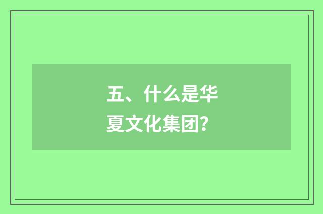 五、什么是华夏文化集团？