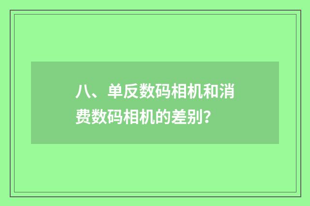 八、单反数码相机和消费数码相机的差别？