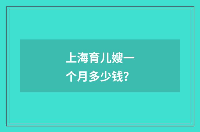 上海育儿嫂一个月多少钱？
