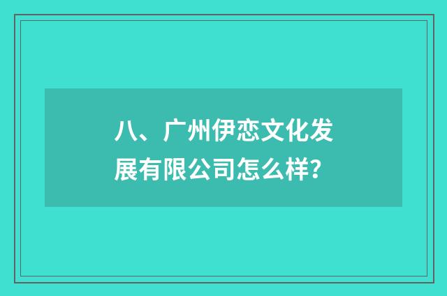 八、广州伊恋文化发展有限公司怎么样？