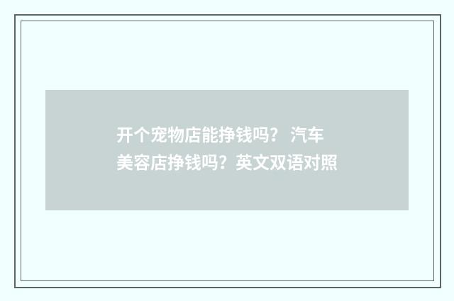 开个宠物店能挣钱吗？ 汽车美容店挣钱吗？英文双语对照
