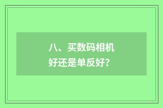 八、买数码相机好还是单反好？