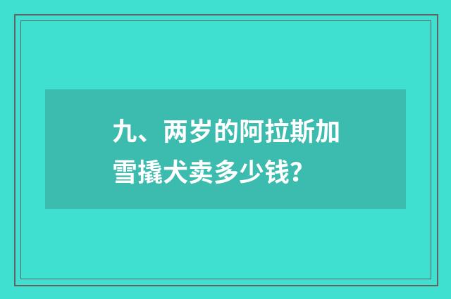 九、两岁的阿拉斯加雪撬犬卖多少钱？