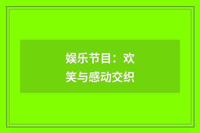 娱乐节目：欢笑与感动交织
