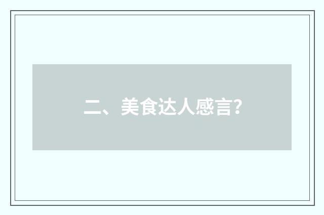 二、美食达人感言？