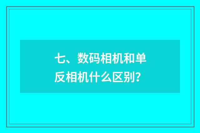 七、数码相机和单反相机什么区别？