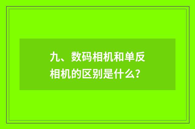 九、数码相机和单反相机的区别是什么？