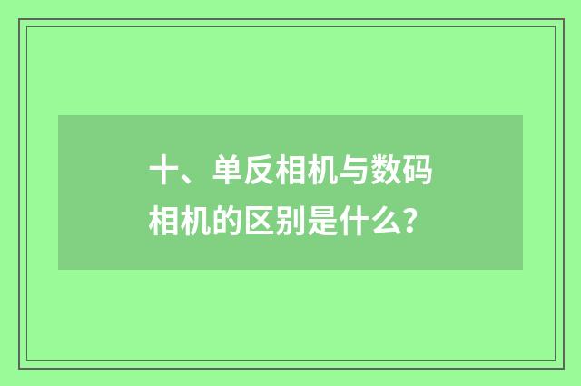 十、单反相机与数码相机的区别是什么？