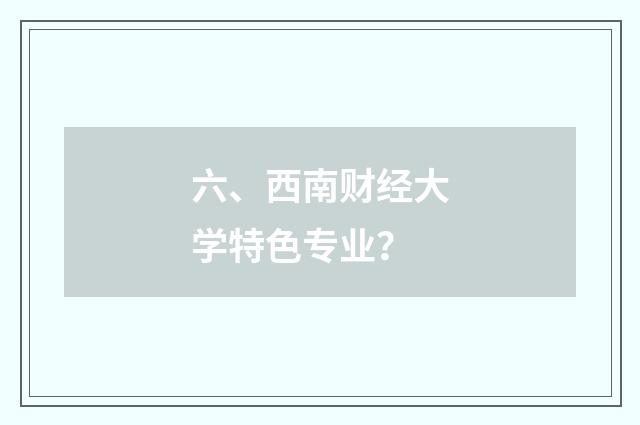 六、西南财经大学特色专业？