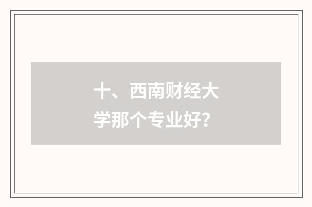 十、西南财经大学那个专业好？