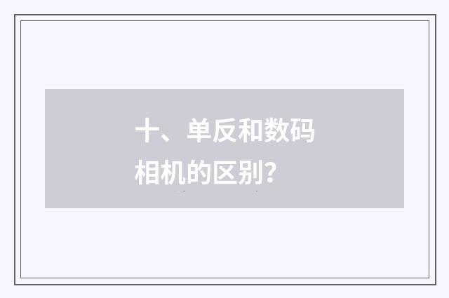 十、单反和数码相机的区别？