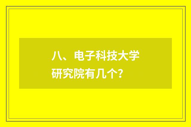八、电子科技大学研究院有几个？