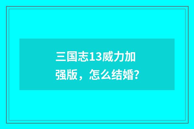 三国志13威力加强版,怎么结婚?