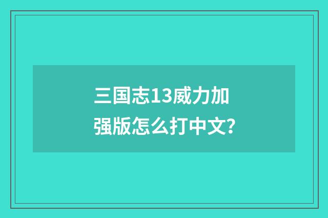三国志13威力加强版怎么打中文？