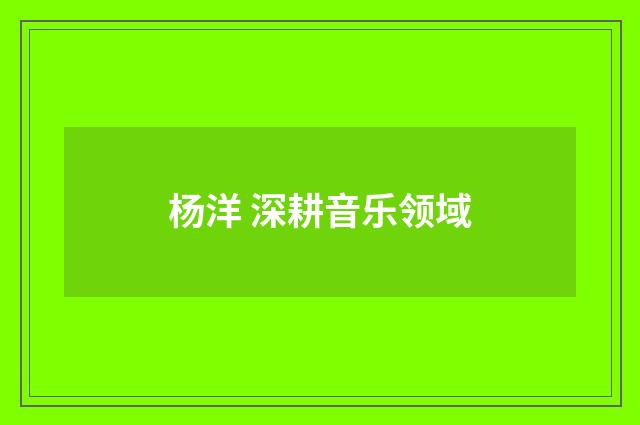 杨洋 深耕音乐领域