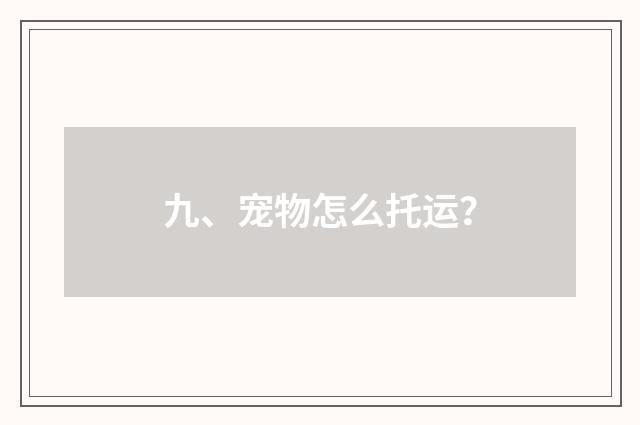九、宠物怎么托运？