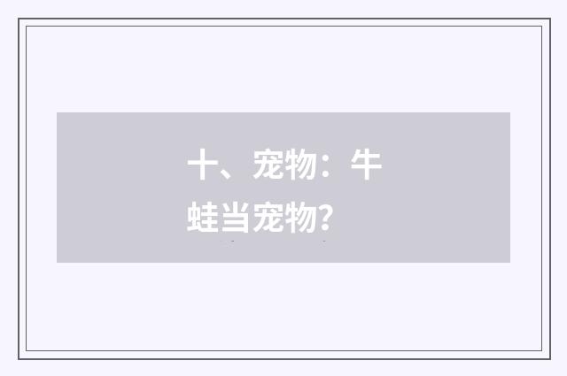 十、宠物：牛蛙当宠物？
