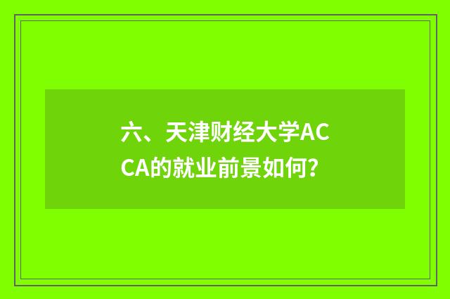 六、天津财经大学ACCA的就业前景如何？