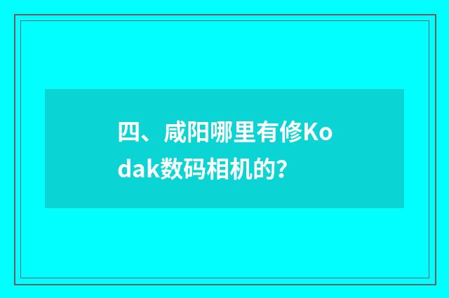 四、咸阳哪里有修Kodak数码相机的？