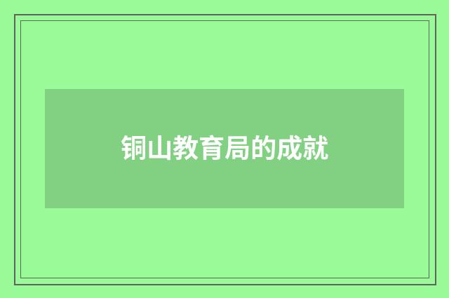 铜山教育局的成就