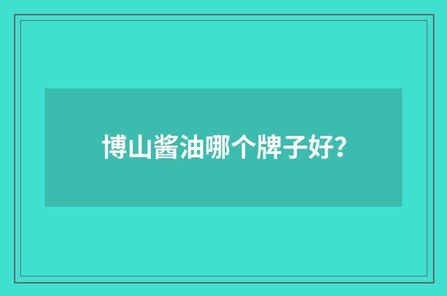 博山酱油哪个牌子好？