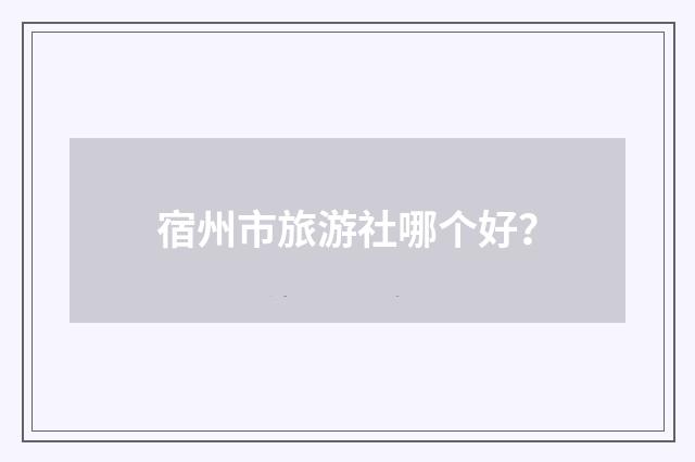 宿州市旅游社哪个好？