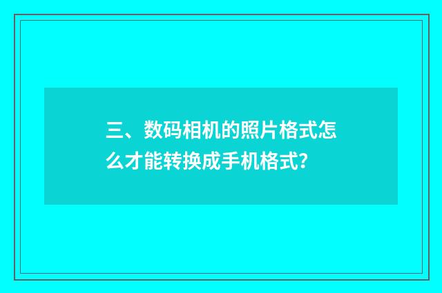 三、数码相机的照片格式怎么才能转换成手机格式？