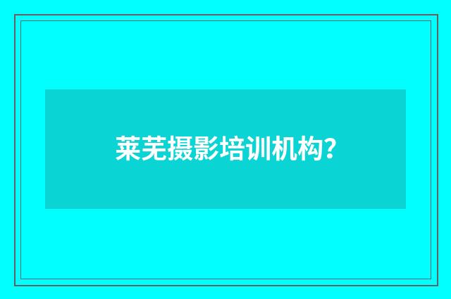 莱芜摄影培训机构?