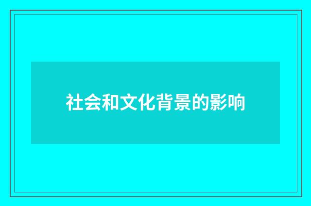 社会和文化背景的影响