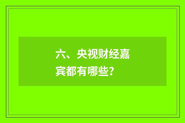 六、央视财经嘉宾都有哪些？