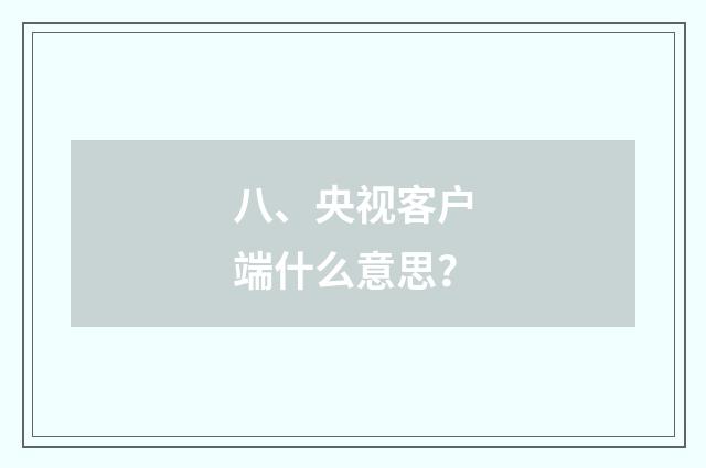 八、央视客户端什么意思？