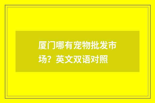 厦门哪有宠物批发市场？英文双语对照