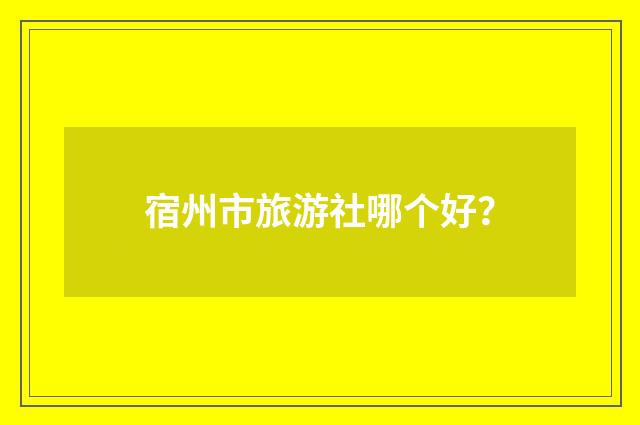宿州市旅游社哪个好？
