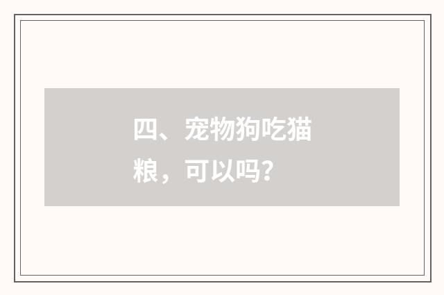 四、宠物狗吃猫粮，可以吗？