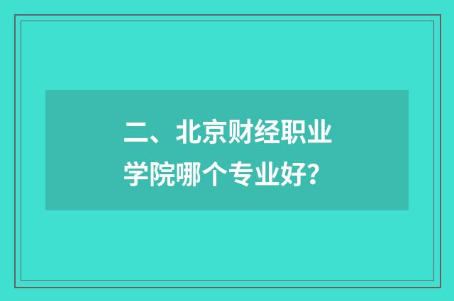 二、北京财经职业学院哪个专业好?