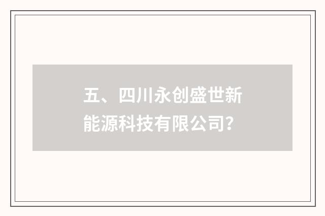 五、四川永创盛世新能源科技有限公司？