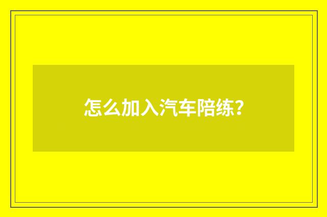 怎么加入汽车陪练？