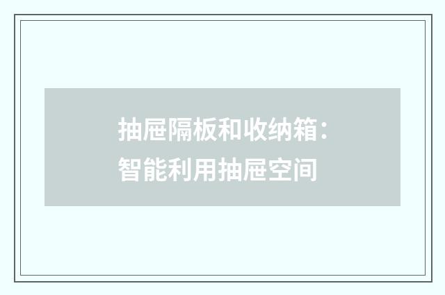 抽屉隔板和收纳箱：智能利用抽屉空间