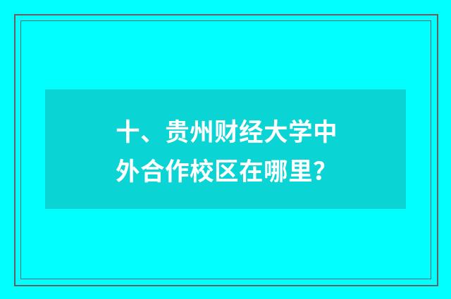 十、贵州财经大学中外合作校区在哪里？