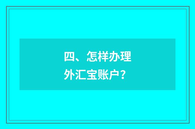 四、怎样办理外汇宝账户？