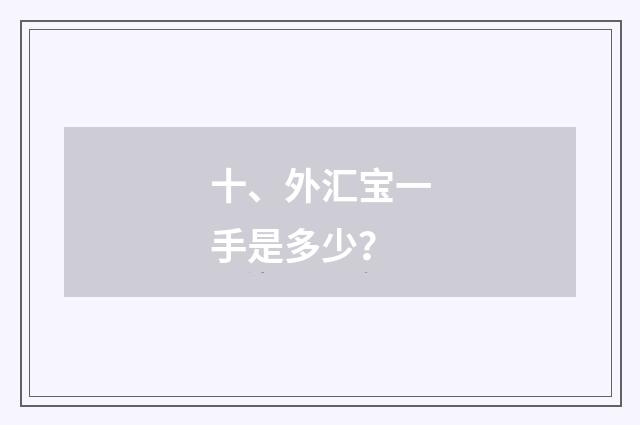 十、外汇宝一手是多少？