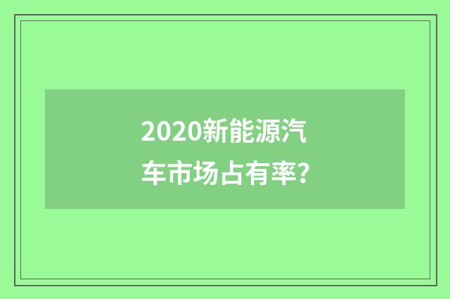 2020新能源汽车市场占有率？