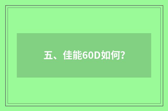 五、佳能60D如何？