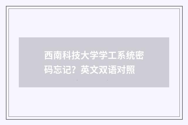西南科技大学学工系统密码忘记？英文双语对照